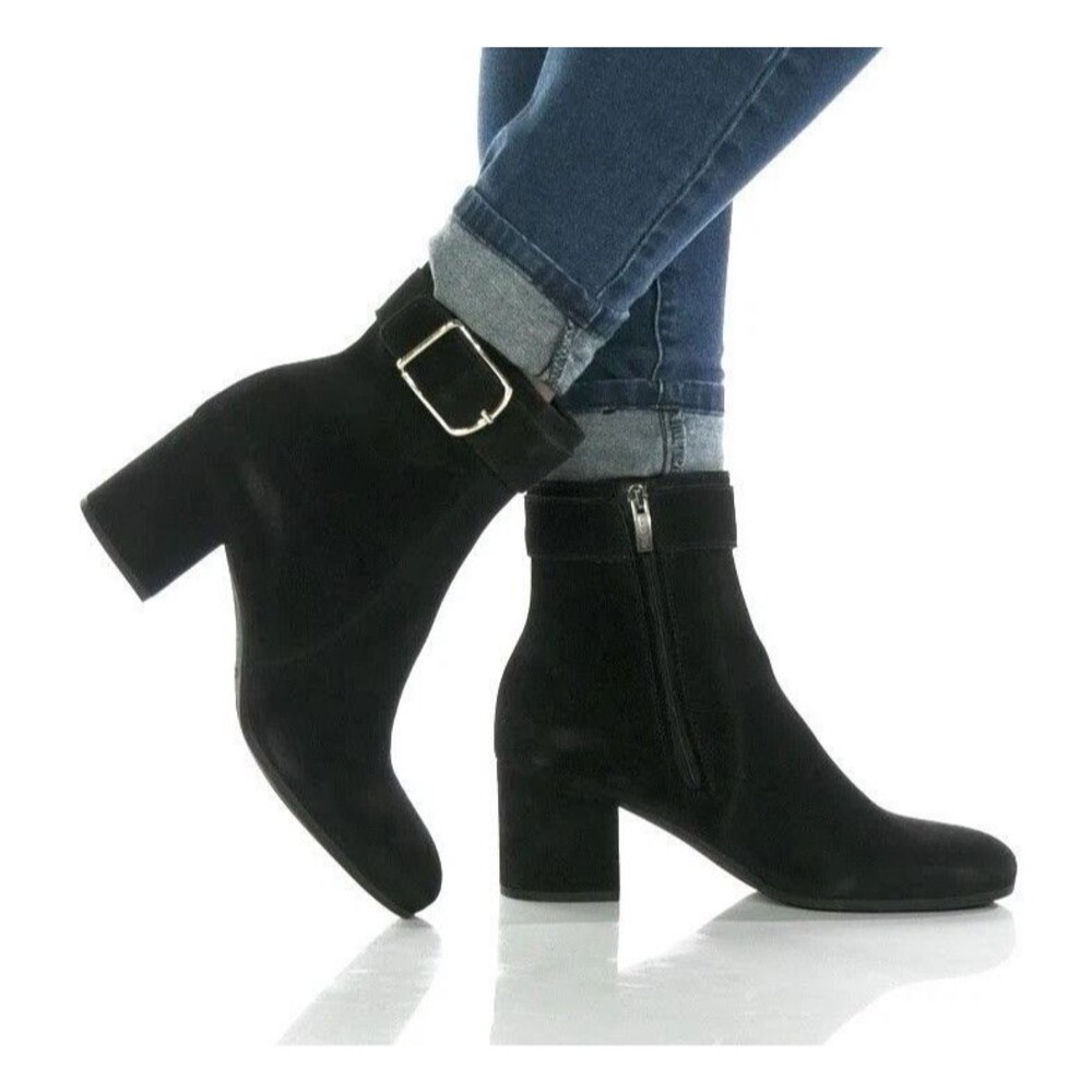 La Canadienne Women’s Jesse Black Suede Ankle Boot Size 7M Waterproof Square Toe